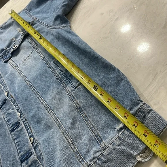 Highway Jeans blue denim Jean long jacket distressed oversized sized XL - Picture 6 of 16